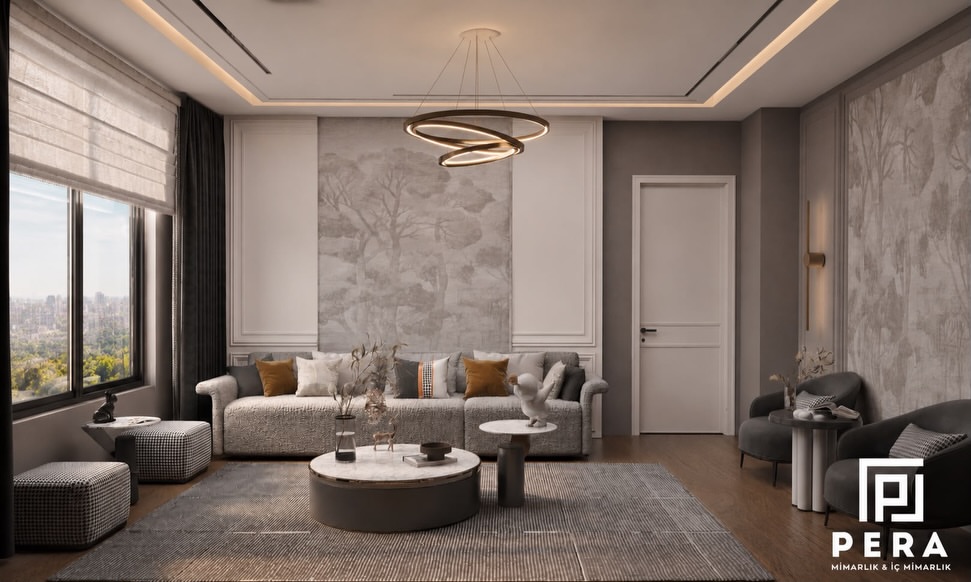 Pera Mimarlık İ.B.B Evi salon tasarımı