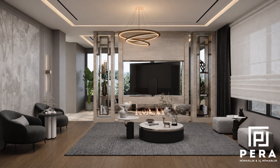 İ.B.B Evi salon TV ünitesi tasarımı